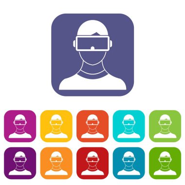 Icons set 3d sanal gerçeklik gözlükler