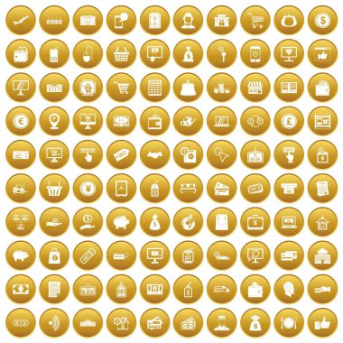 Altın 100 ödeme Icons set