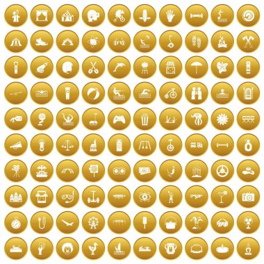 Altın 100 yaz tatil Icons set