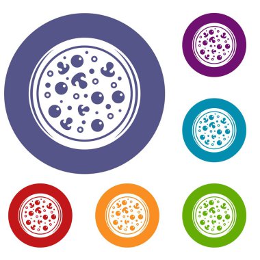 Pizza ile zeytin ve mantar Icons set