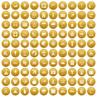 Altın 100 sörf Icons set