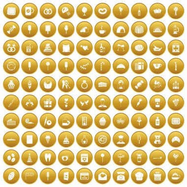 Altın 100 tatlılar Icons set