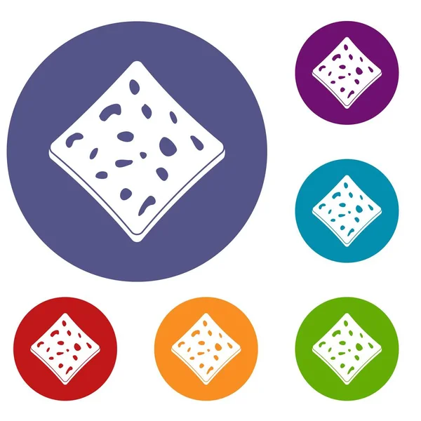 Conjunto de iconos de bloque fresco de tofu — Vector de stock