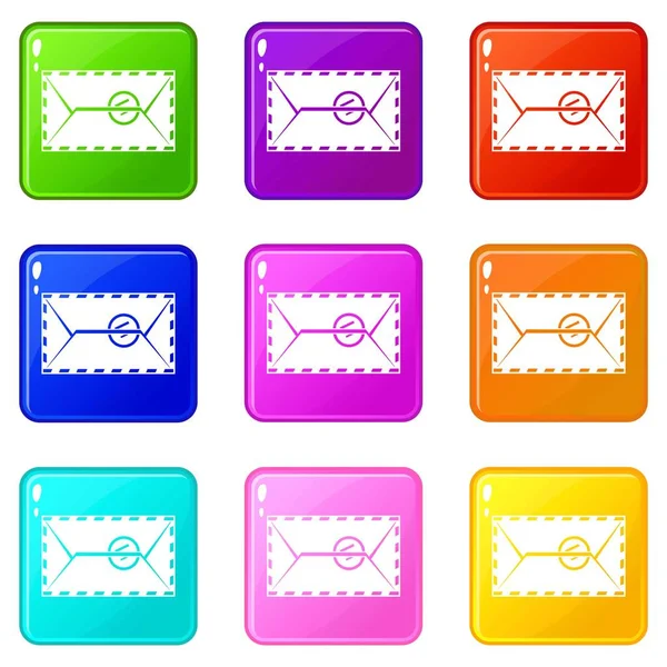 Mail envelope with a stamp set 9 — Stock Vector