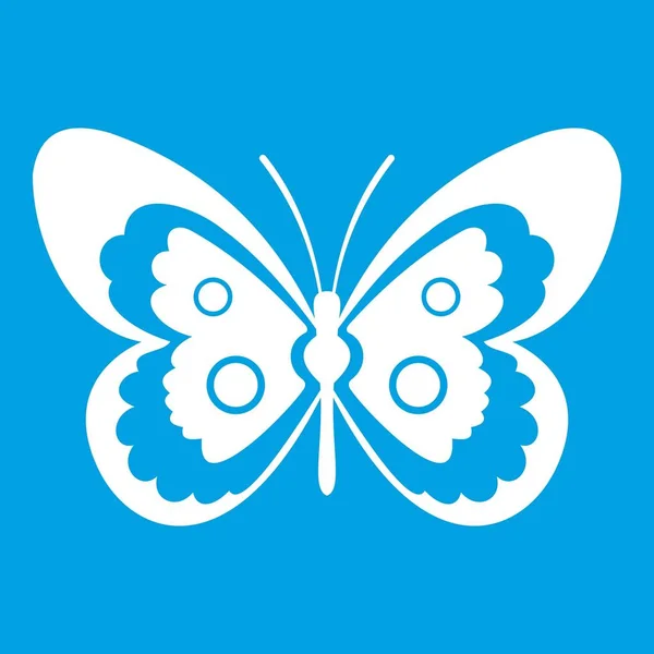 Icône Papillon Blanc Isolé Sur Fond Bleu Illustration Vectorielle — Image vectorielle