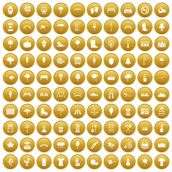 100 Park-Ikonen vergoldet — Stockvektor
