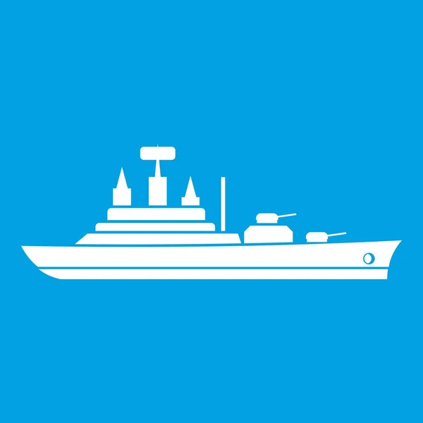 Icono del buque de guerra blanco — Vector de stock