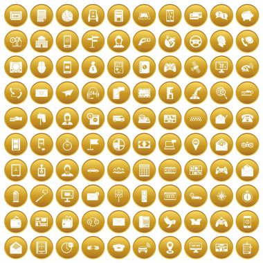 Altın set 100 telefon simgeleri