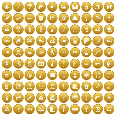 Altın 100 araçlar Icons set