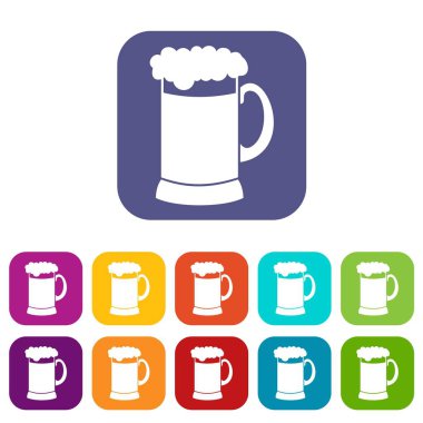 Fincan koyu bira Icons set