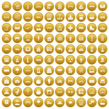Altın 100 kentsel Icons set