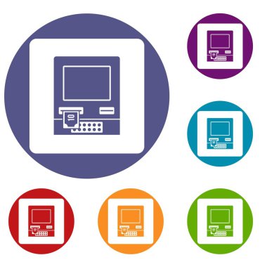 ATM banka para makine Icons set