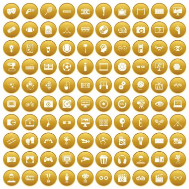 Altın 100 video Icons set