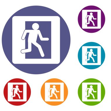 Yangın çıkış işareti Icons set