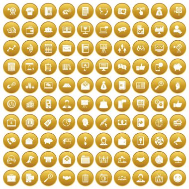 Altın 100 viral pazarlama Icons set
