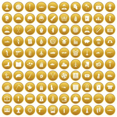 Altın 100 savaş suçları Icons set