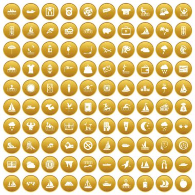 Altın 100 su spor Icons set