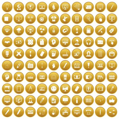 100 webdesign icons set gold