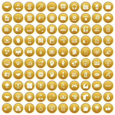 Altın set 100 web geliştirme simgeleri