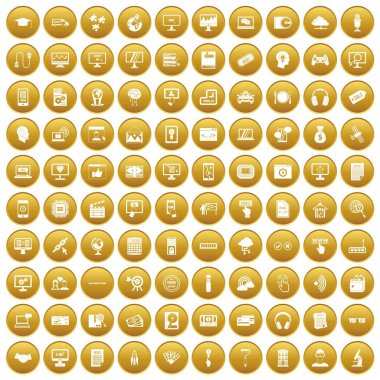 Altın set 100 web sitesi simgeleri