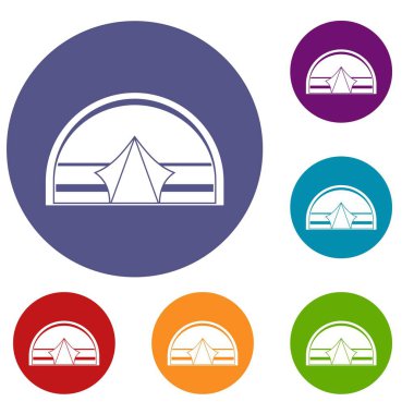 Yarım silindirik çadır Icons set