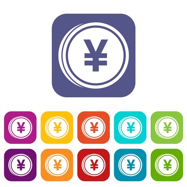 Coin yen icons set — Stock Vector