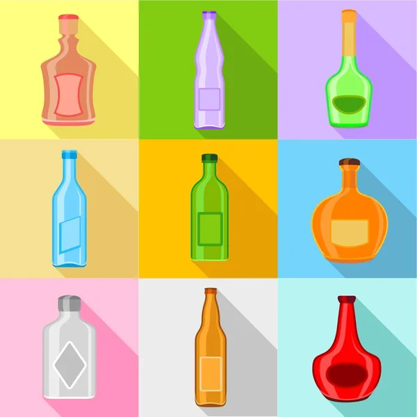 Bottle forms icons set, flat style — Stock Vector