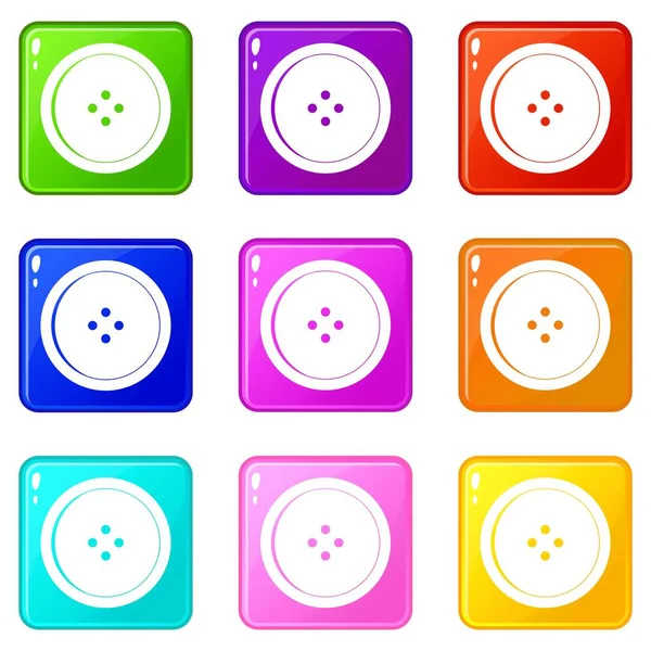 Round sewing button set 9 — Stock Vector