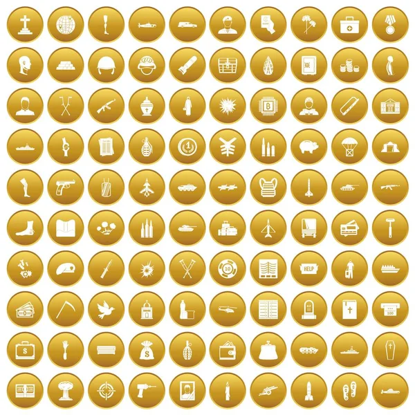 100 icônes de crimes de guerre en or — Image vectorielle