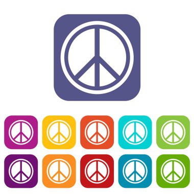 İşareti hippi barış Icons set