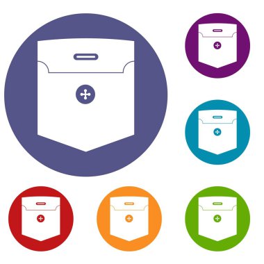 Gömlek Icons set için moda cep