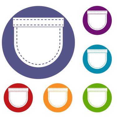 Shirt pocket icons set clipart