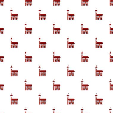 İtfaiye istasyonu kule desenli sorunsuz tekrar karikatür tarzı vektör çizim