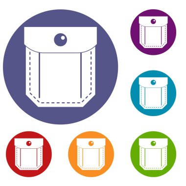 Cep kapak ve düğme Icons set ile