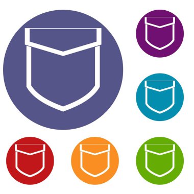 Cep ile vana simgeler web için düz daire kırmızı, mavi ve yeşil renkte ayarla