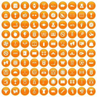 Turuncu 100 basketbol Icons set