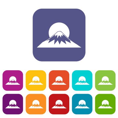 Güneş ve dağ Icons set