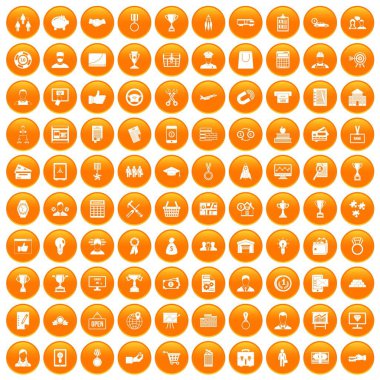 Turuncu 100 iş kariyer Icons set