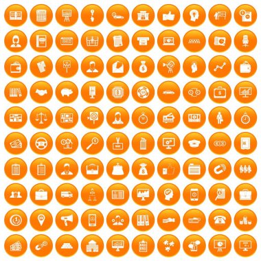 100 iş grubu simgeleri turuncu ayarla