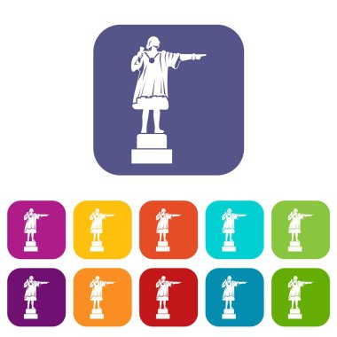 Columbus anıt Icons set
