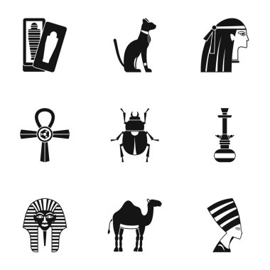 Cairo seyahat Icons set, basit tarzı