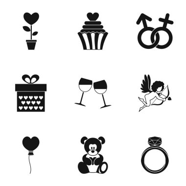 Sevgililer günü Icons set, basit tarzı için hediye