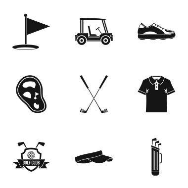 Şampiyona golf Icons set, basit tarzı