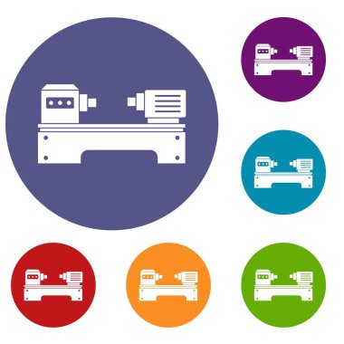 Torna makinesi Icons set