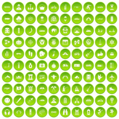 yeşil 100 macera Icons set