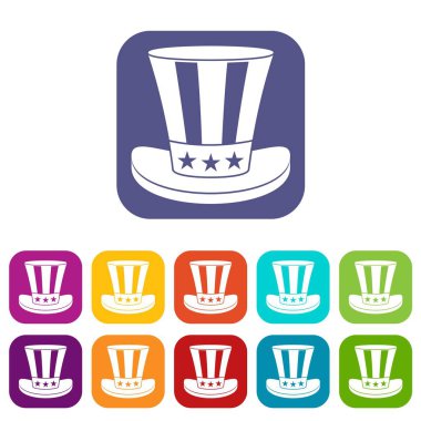 Amerikan şapka Icons set