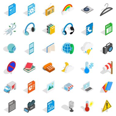 Mobil app Icons set, izometrik stili