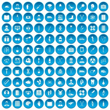 100 ambulans simgeleri mavi ayarla