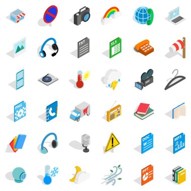 Dosya ve app Icons set, izometrik stili