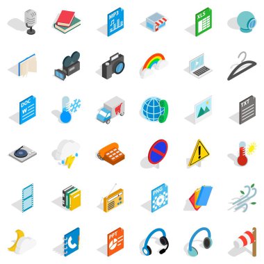 Mobil dosya Icons set, izometrik stili